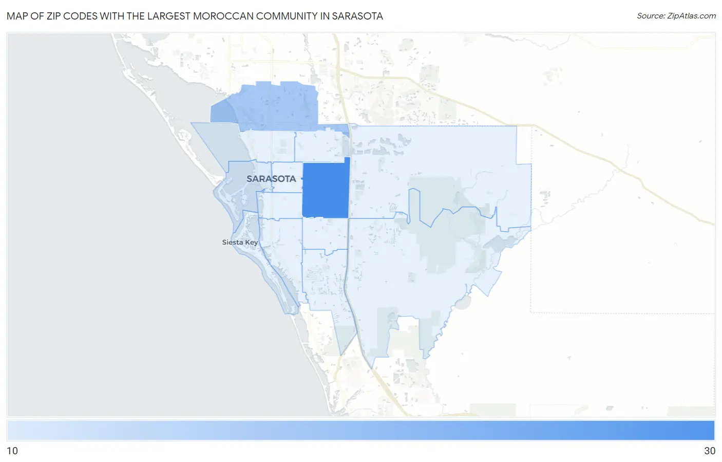 Zip Codes with the Largest Moroccan Community in Sarasota Map