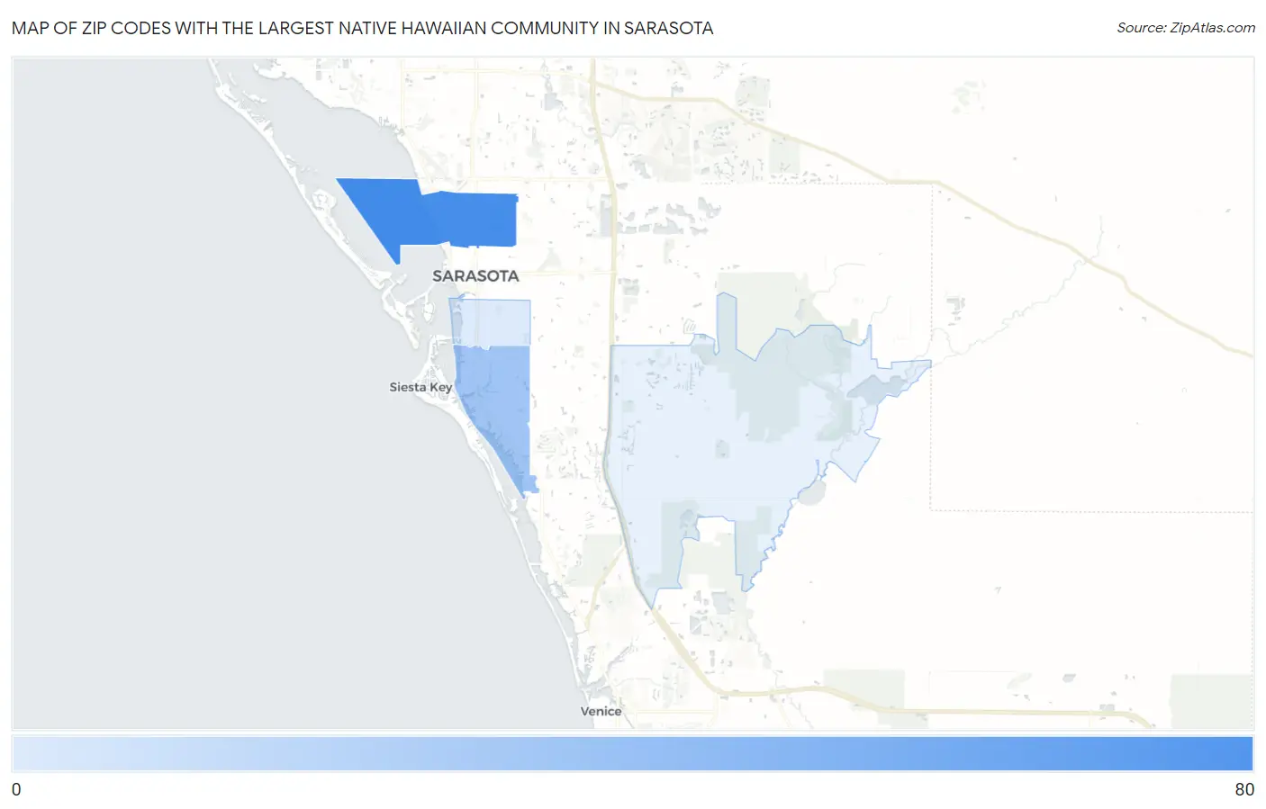 Zip Codes with the Largest Native Hawaiian Community in Sarasota Map