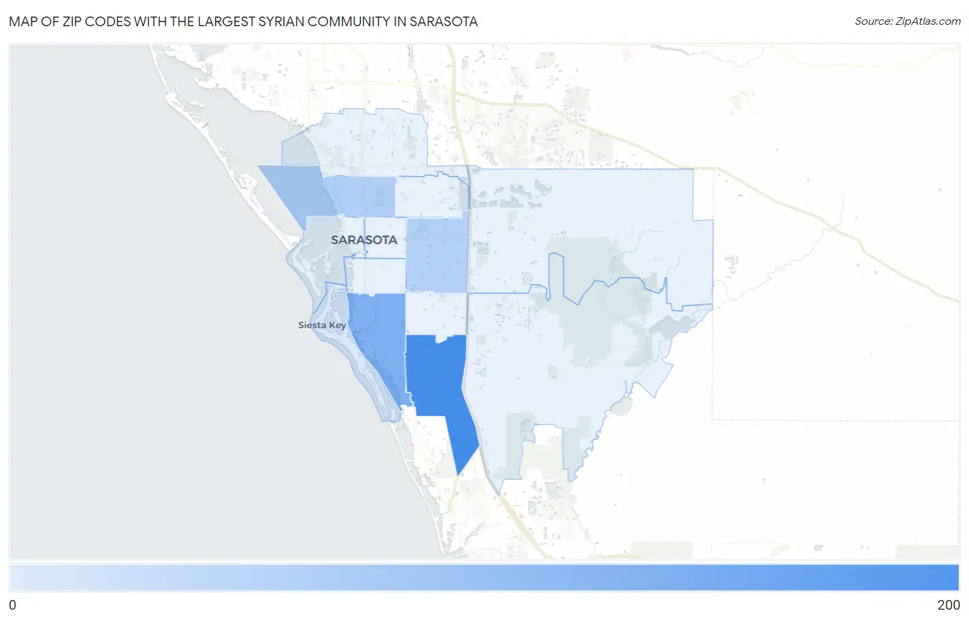 Zip Codes with the Largest Syrian Community in Sarasota Map
