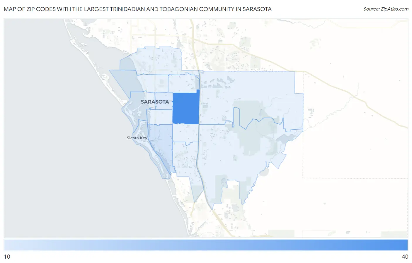 Zip Codes with the Largest Trinidadian and Tobagonian Community in Sarasota Map