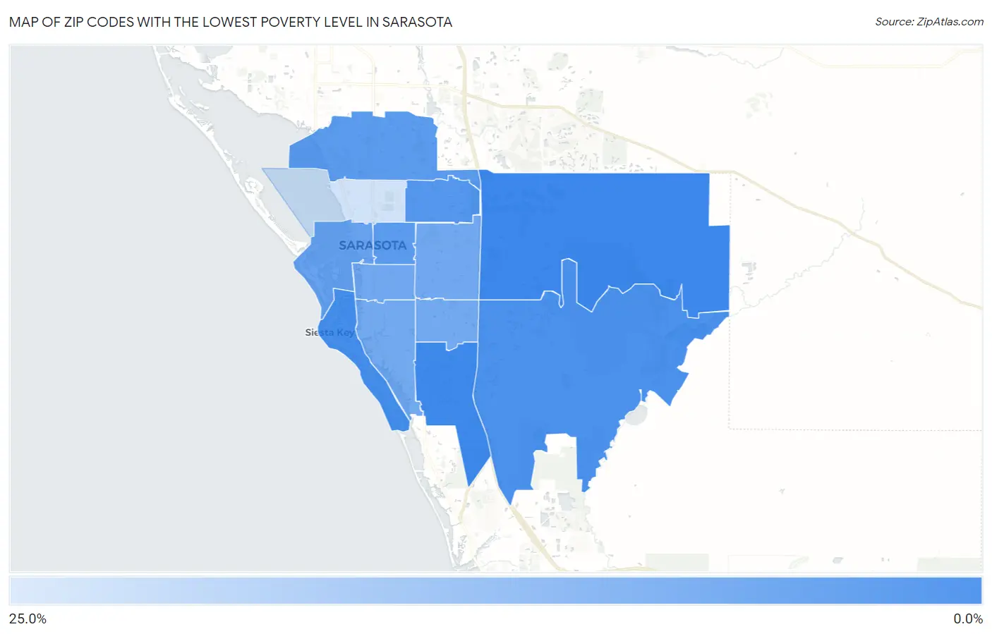 Zip Codes with the Lowest Poverty Level in Sarasota Map