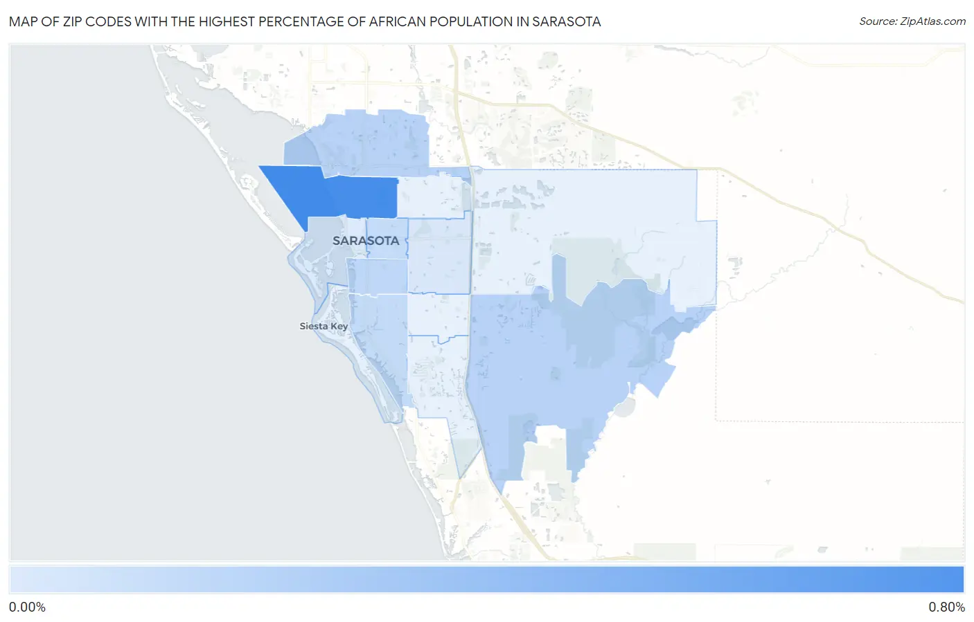 Zip Codes with the Highest Percentage of African Population in Sarasota Map