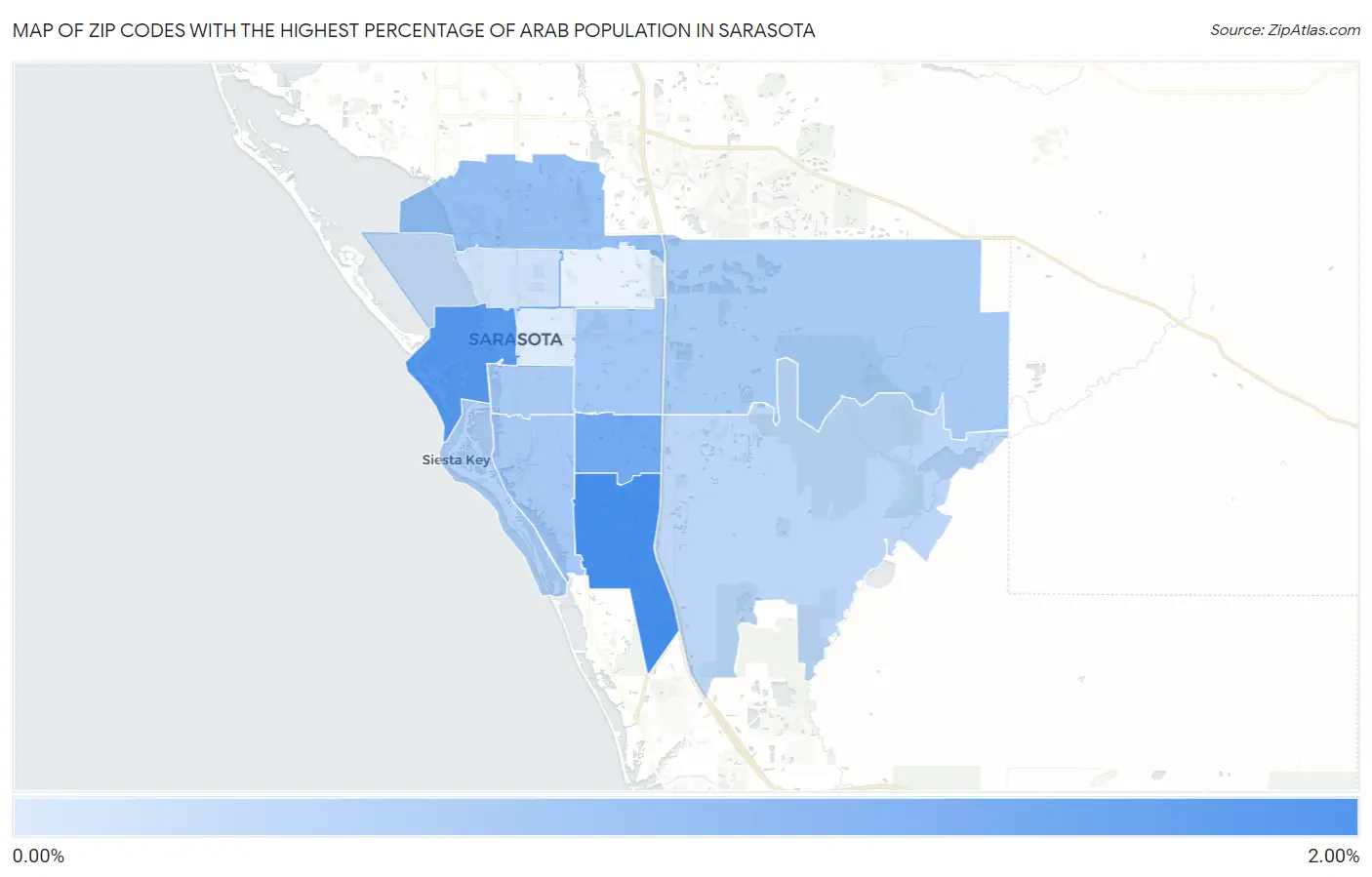 Zip Codes with the Highest Percentage of Arab Population in Sarasota Map
