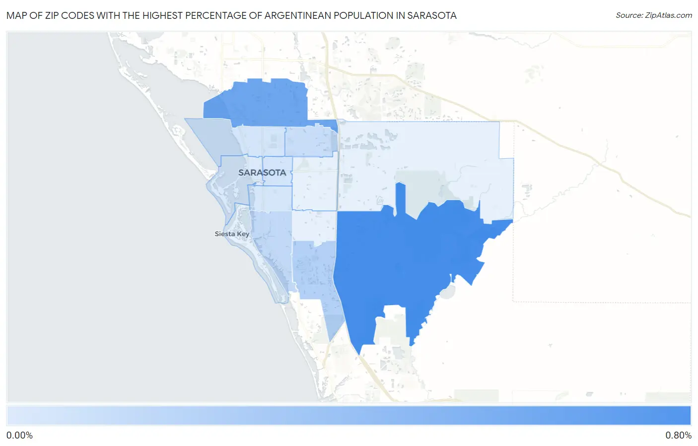 Zip Codes with the Highest Percentage of Argentinean Population in Sarasota Map