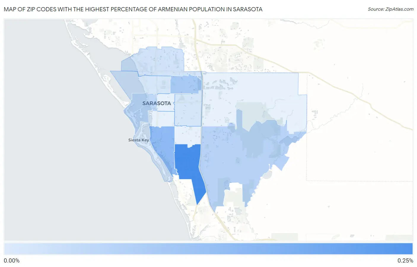 Zip Codes with the Highest Percentage of Armenian Population in Sarasota Map