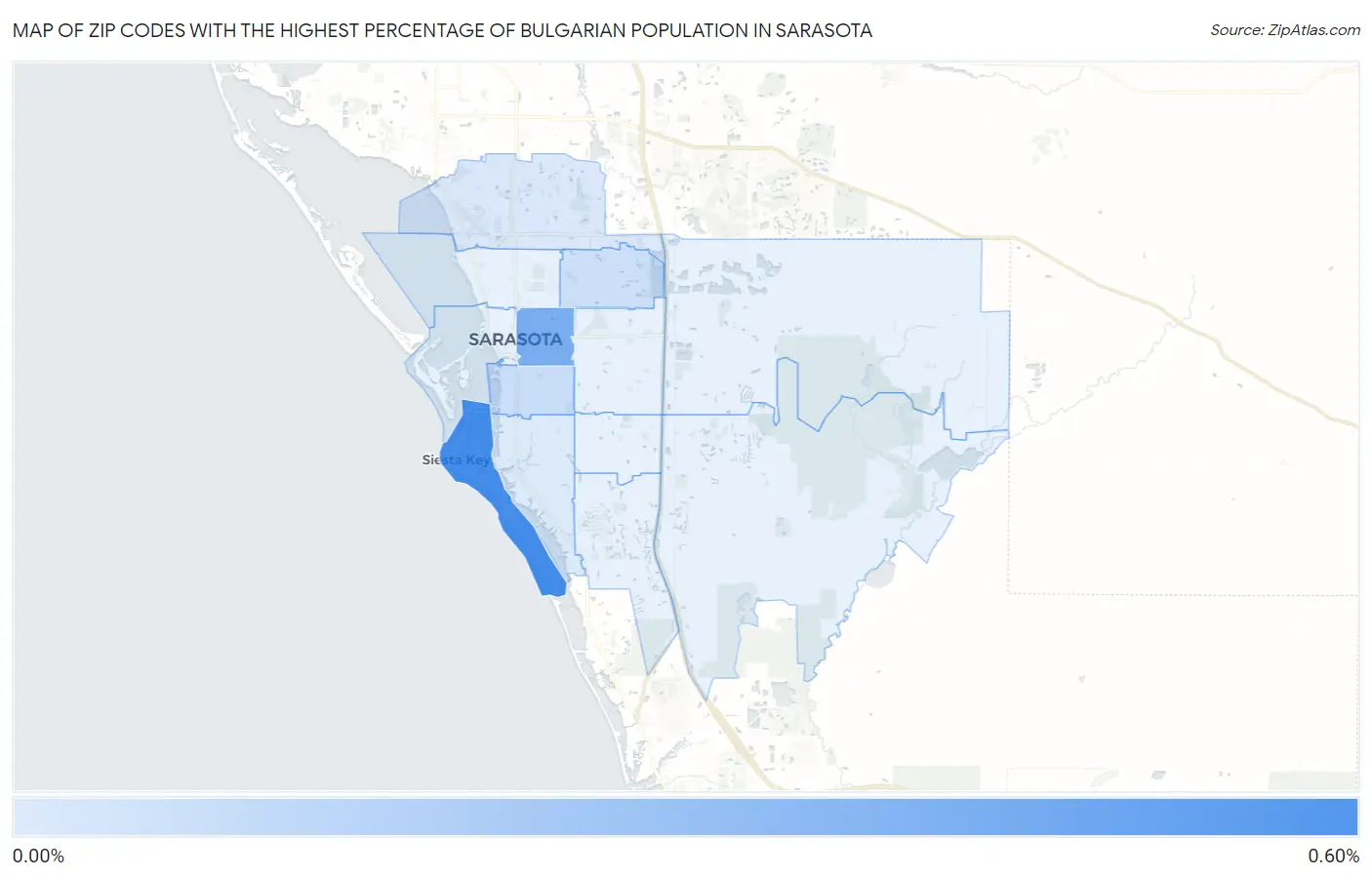 Zip Codes with the Highest Percentage of Bulgarian Population in Sarasota Map