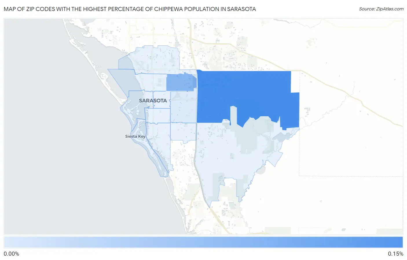 Zip Codes with the Highest Percentage of Chippewa Population in Sarasota Map
