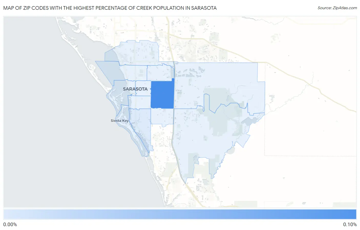 Zip Codes with the Highest Percentage of Creek Population in Sarasota Map