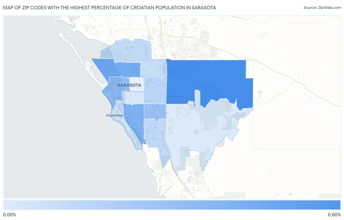 Zip Codes with the Highest Percentage of Croatian Population in Sarasota Map