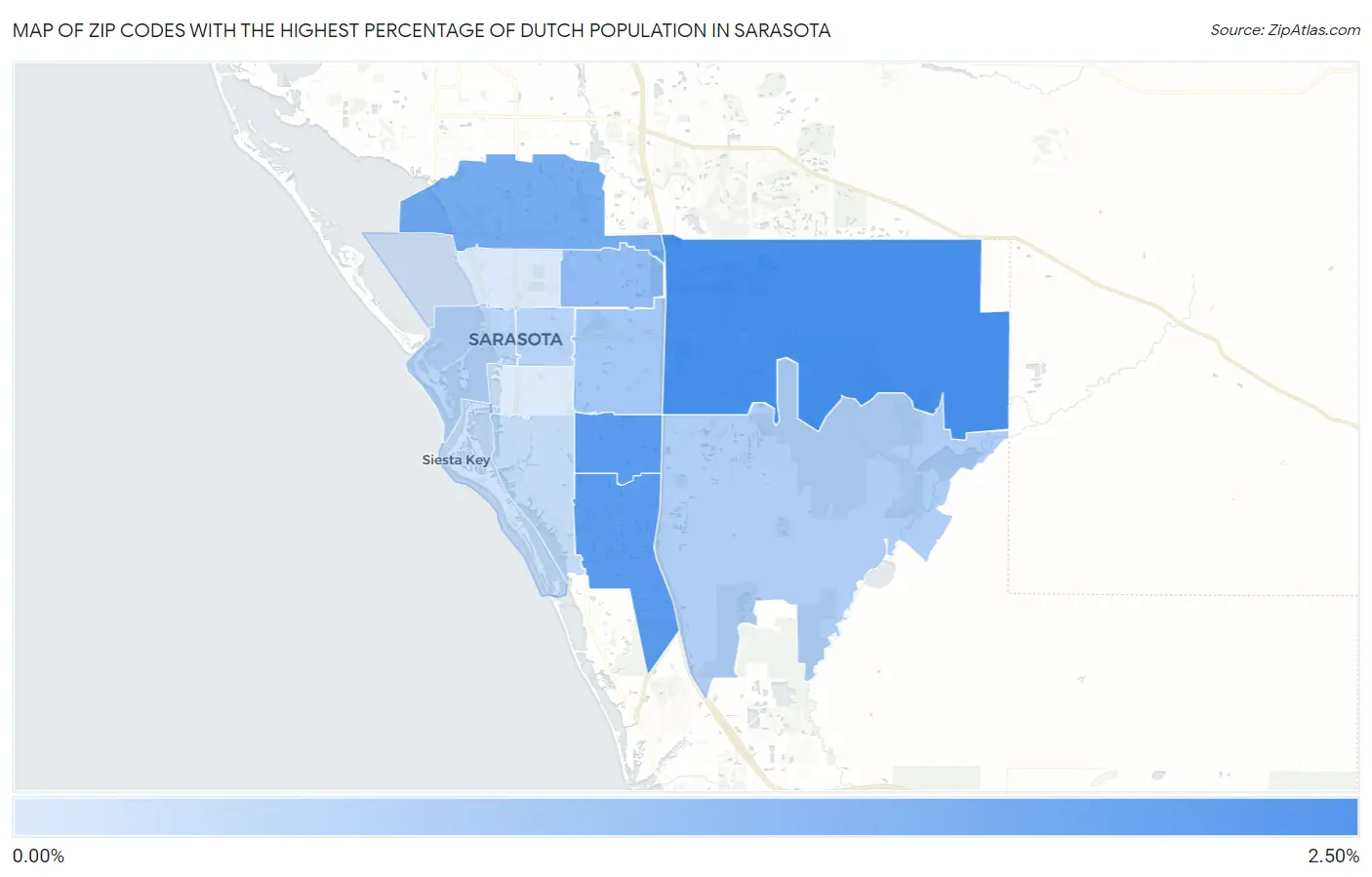 Zip Codes with the Highest Percentage of Dutch Population in Sarasota Map