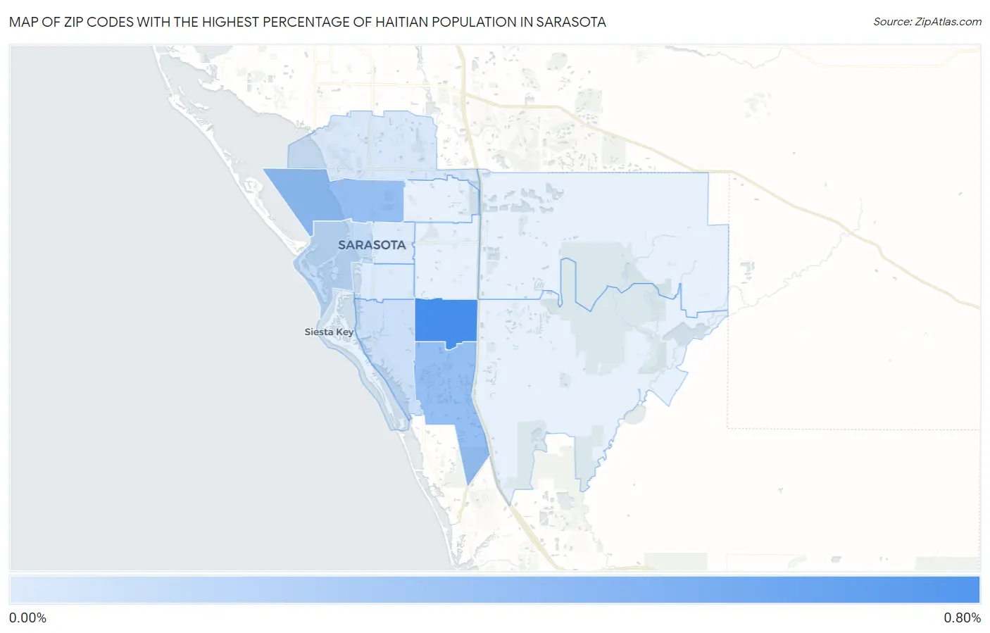 Zip Codes with the Highest Percentage of Haitian Population in Sarasota Map