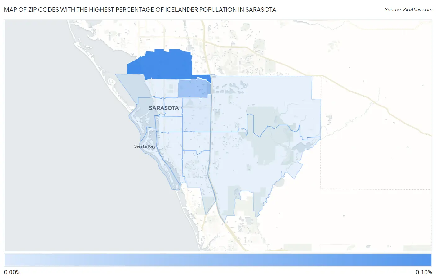 Zip Codes with the Highest Percentage of Icelander Population in Sarasota Map