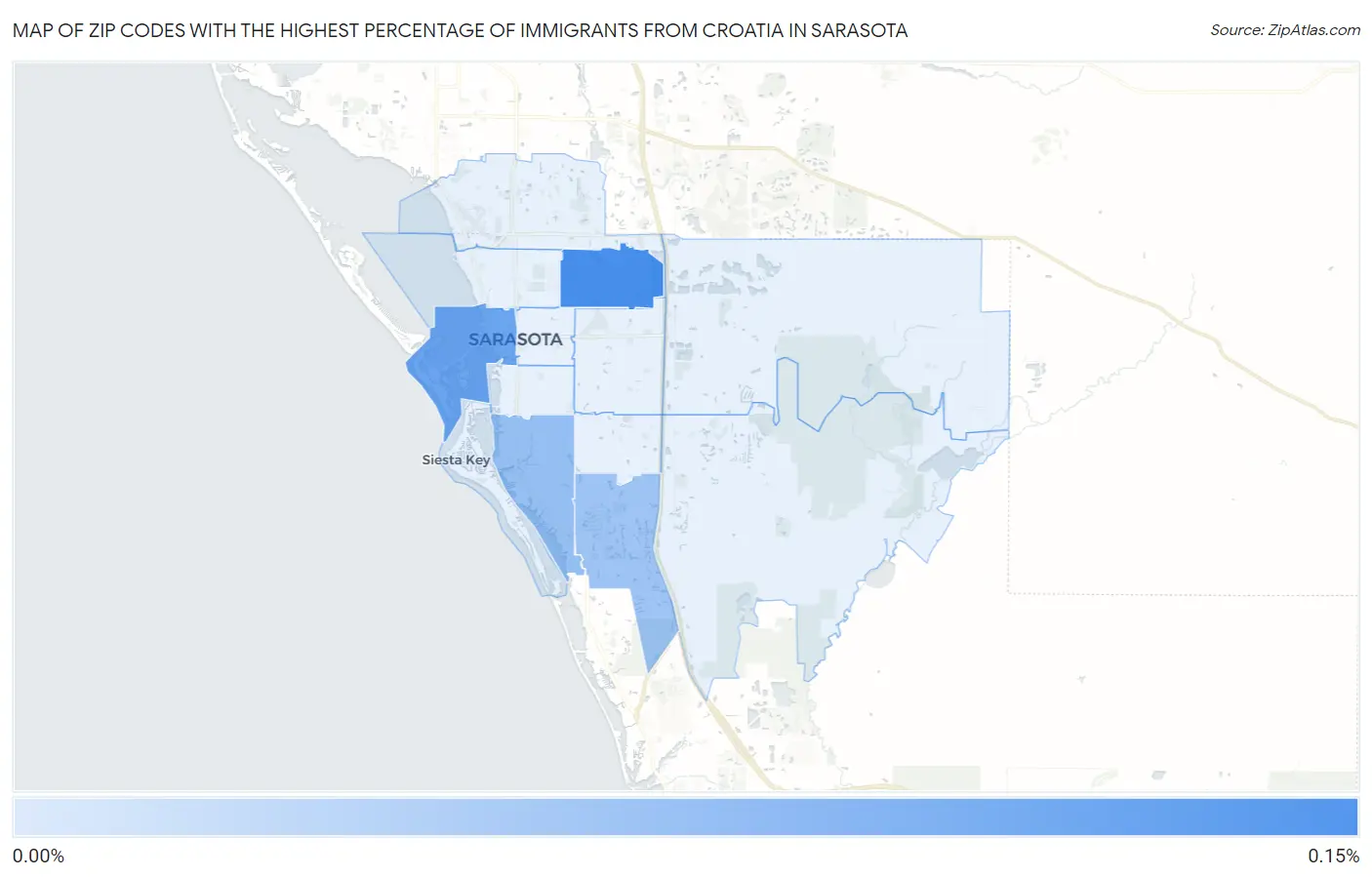 Zip Codes with the Highest Percentage of Immigrants from Croatia in Sarasota Map