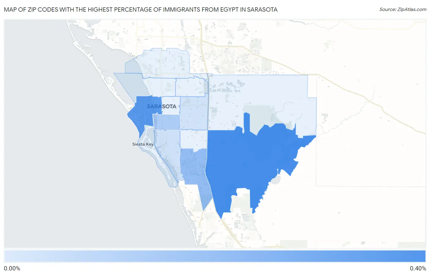 Zip Codes with the Highest Percentage of Immigrants from Egypt in Sarasota Map