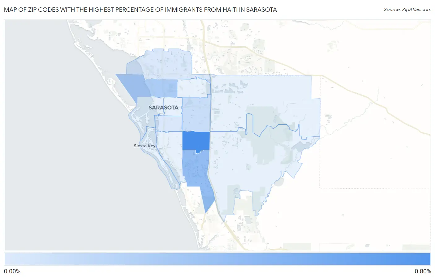Zip Codes with the Highest Percentage of Immigrants from Haiti in Sarasota Map