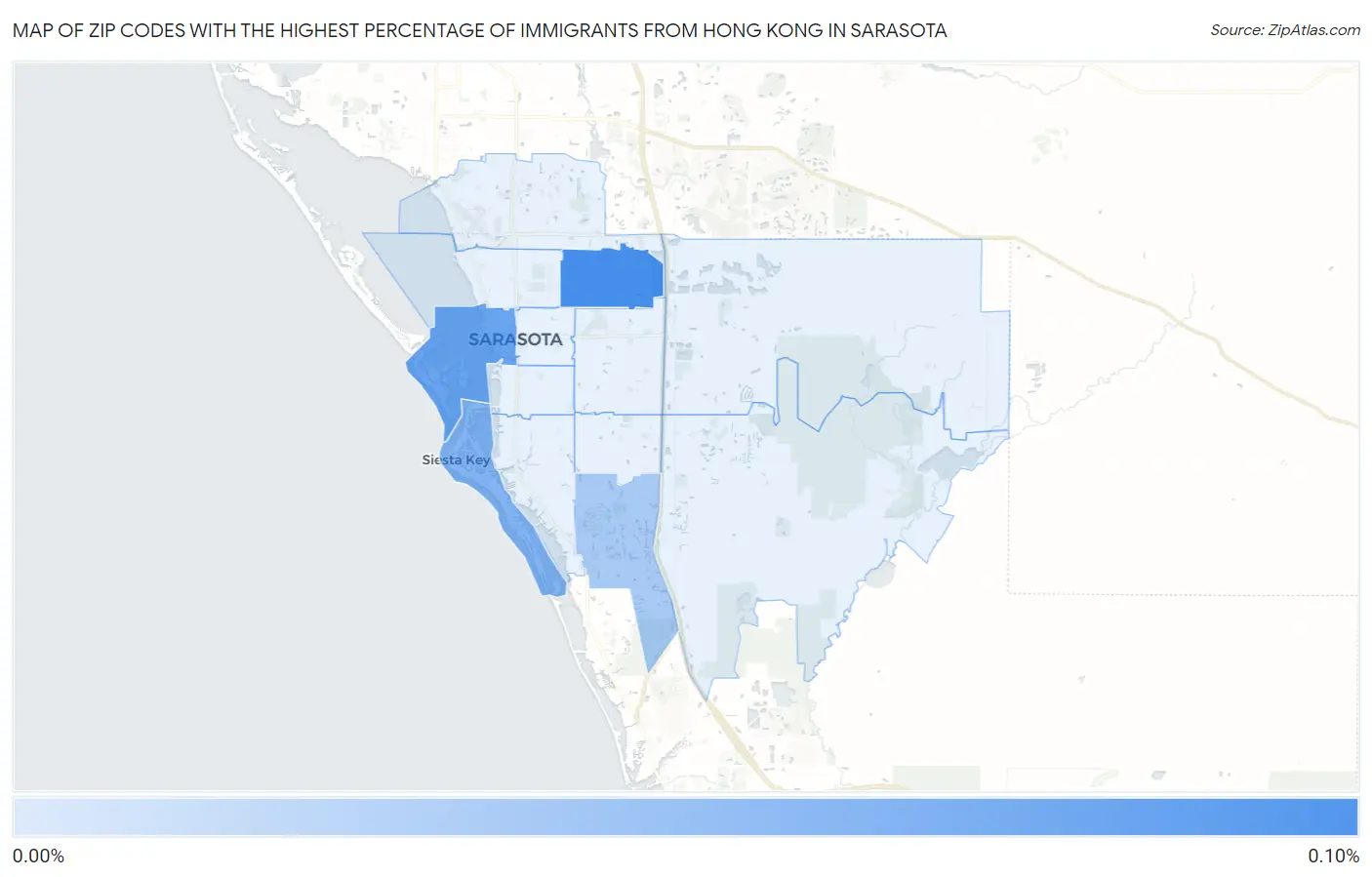 Zip Codes with the Highest Percentage of Immigrants from Hong Kong in Sarasota Map
