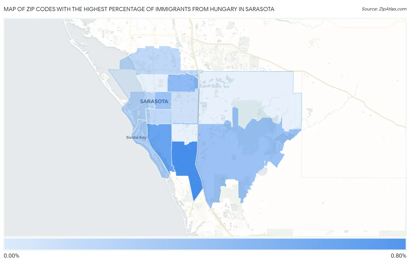 Zip Codes with the Highest Percentage of Immigrants from Hungary in Sarasota Map
