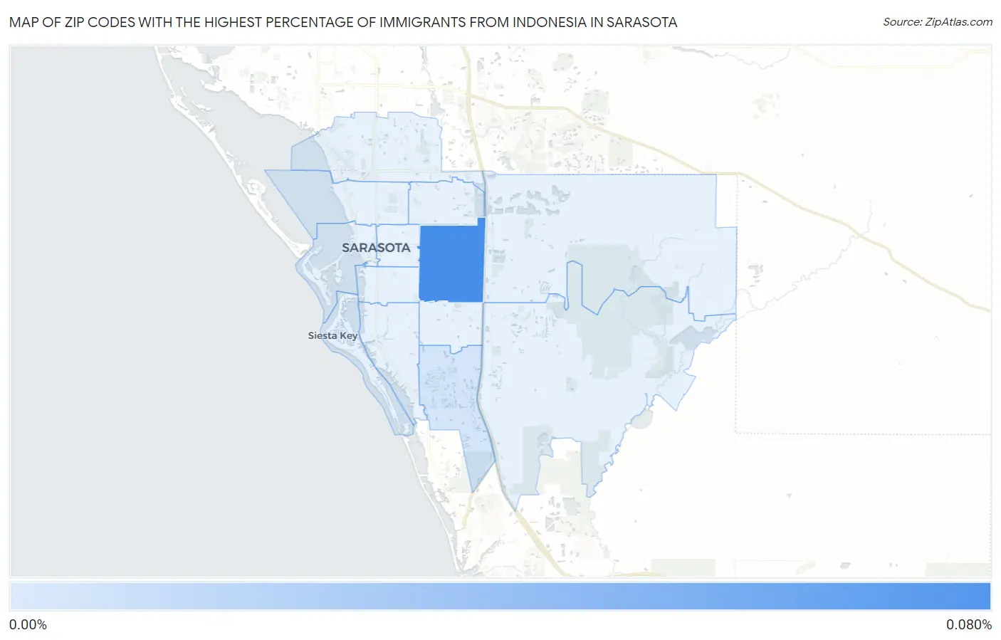 Zip Codes with the Highest Percentage of Immigrants from Indonesia in Sarasota Map