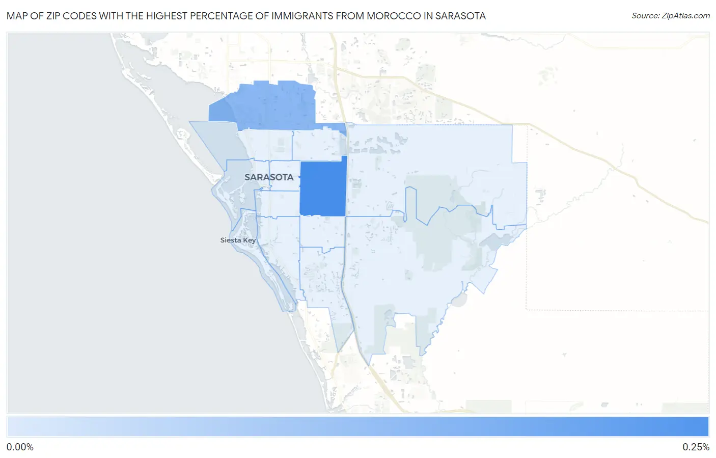 Zip Codes with the Highest Percentage of Immigrants from Morocco in Sarasota Map