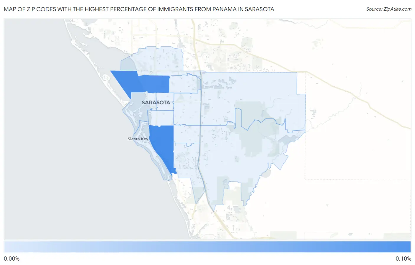 Zip Codes with the Highest Percentage of Immigrants from Panama in Sarasota Map