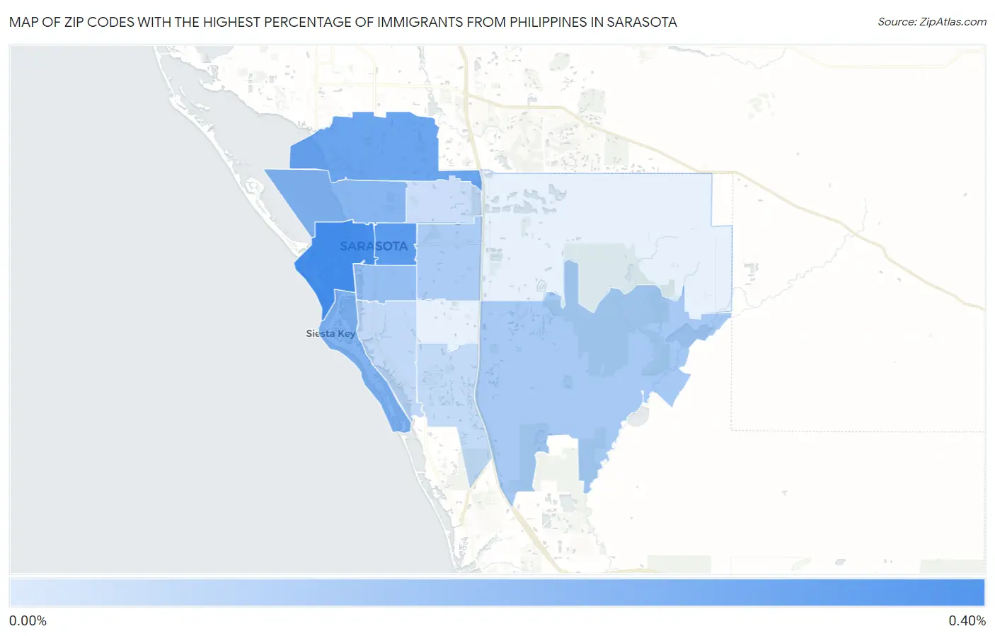 Zip Codes with the Highest Percentage of Immigrants from Philippines in Sarasota Map