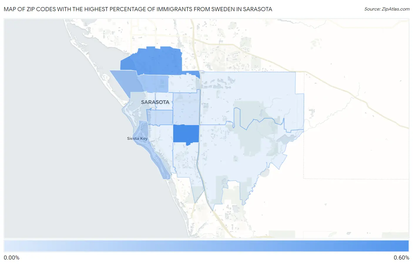 Zip Codes with the Highest Percentage of Immigrants from Sweden in Sarasota Map