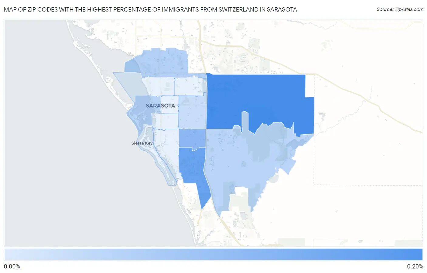 Zip Codes with the Highest Percentage of Immigrants from Switzerland in Sarasota Map