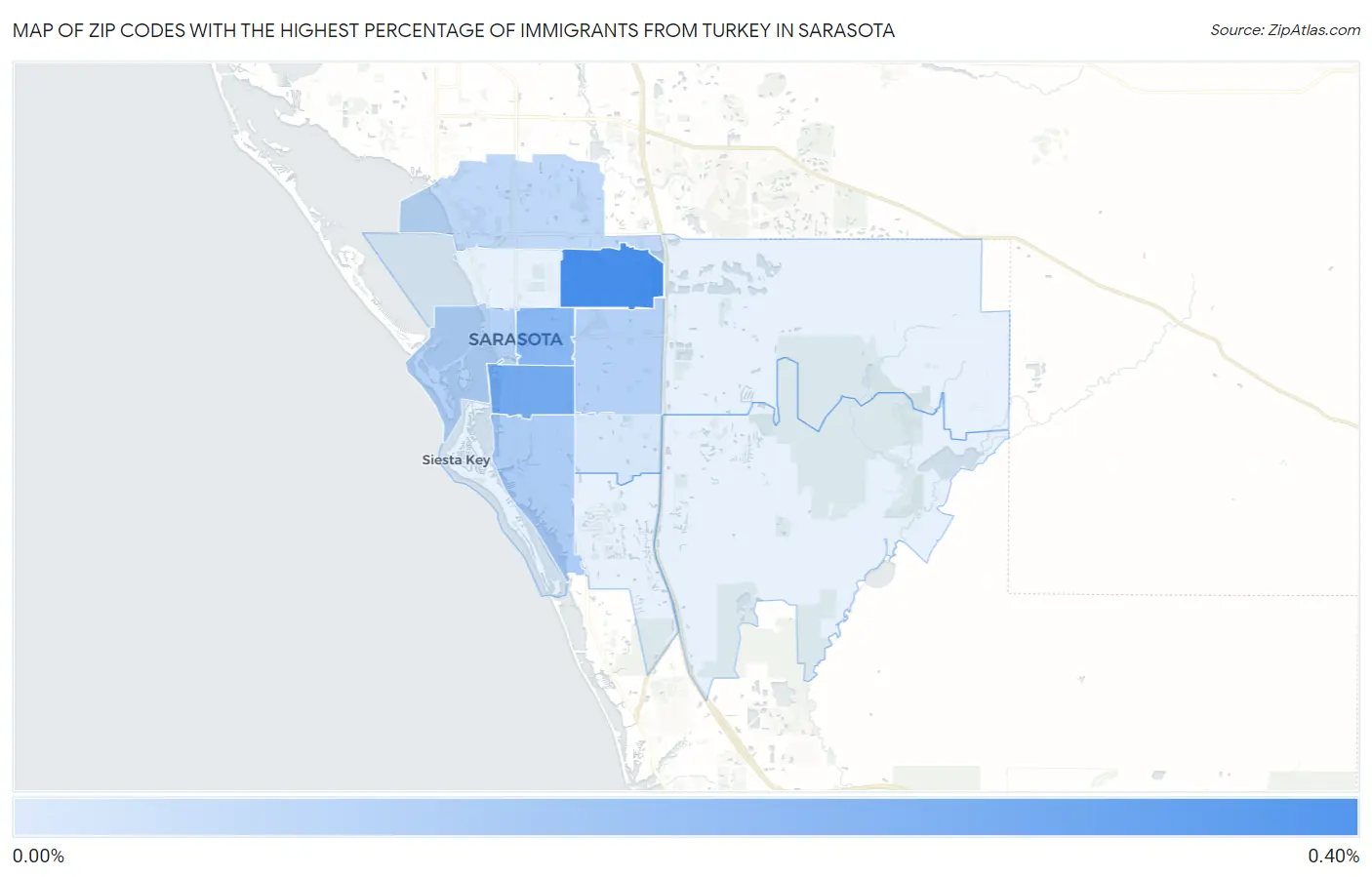 Zip Codes with the Highest Percentage of Immigrants from Turkey in Sarasota Map