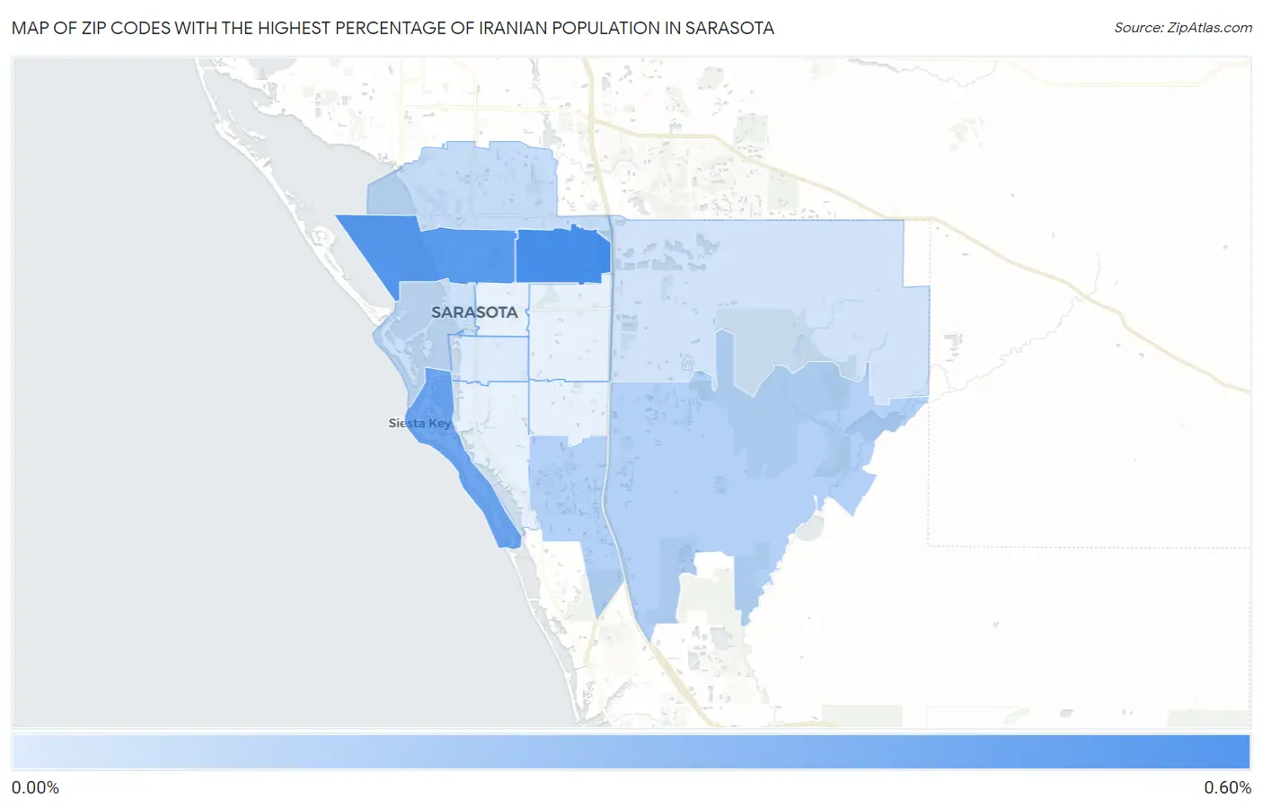 Zip Codes with the Highest Percentage of Iranian Population in Sarasota Map