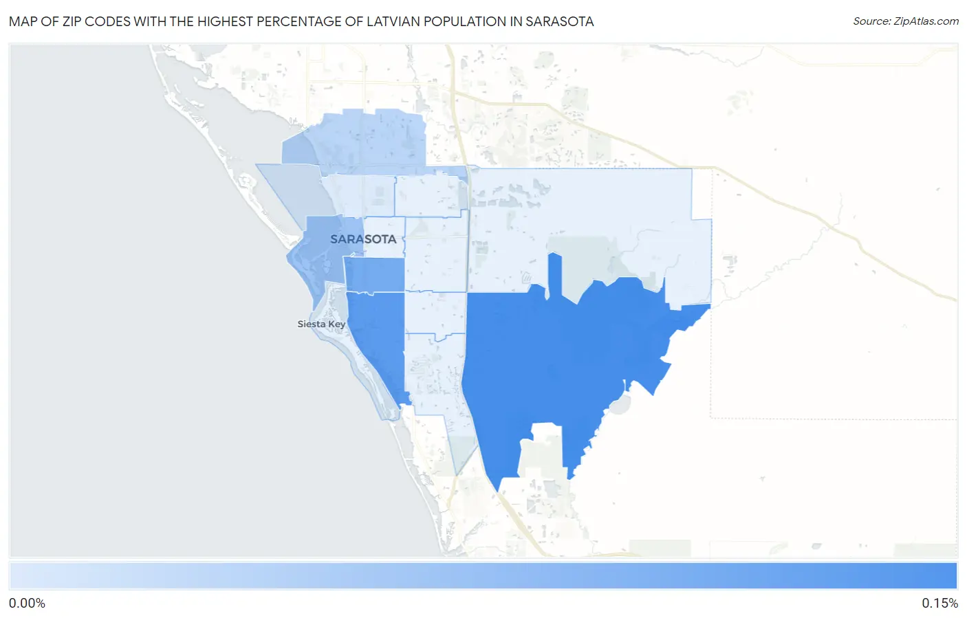 Zip Codes with the Highest Percentage of Latvian Population in Sarasota Map