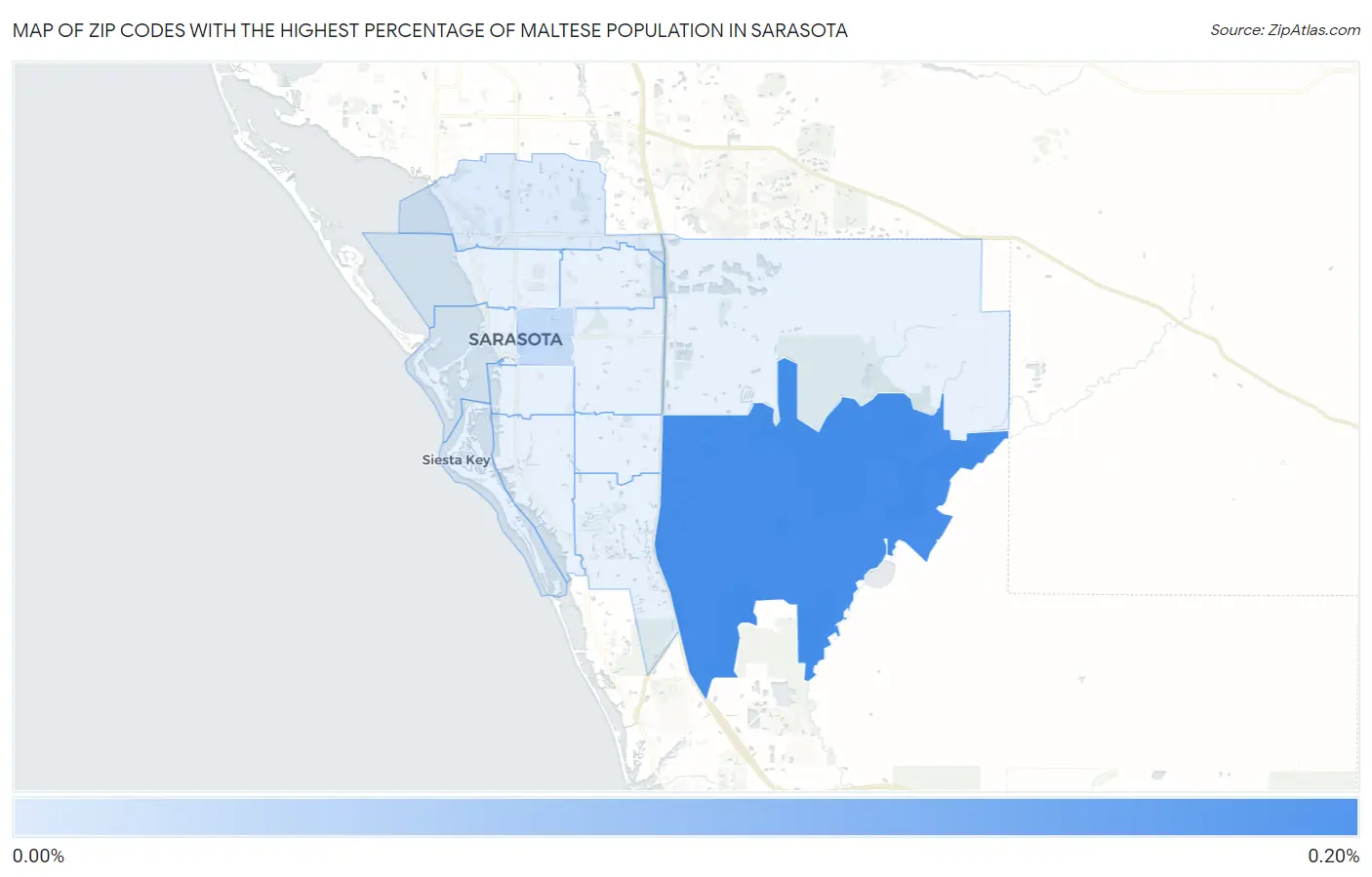 Zip Codes with the Highest Percentage of Maltese Population in Sarasota Map