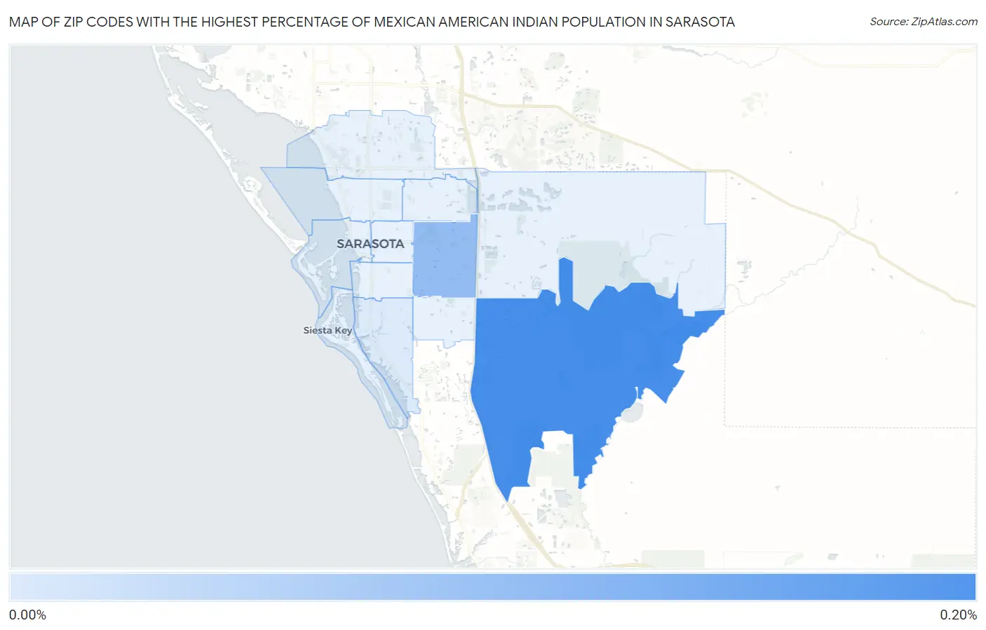 Zip Codes with the Highest Percentage of Mexican American Indian Population in Sarasota Map