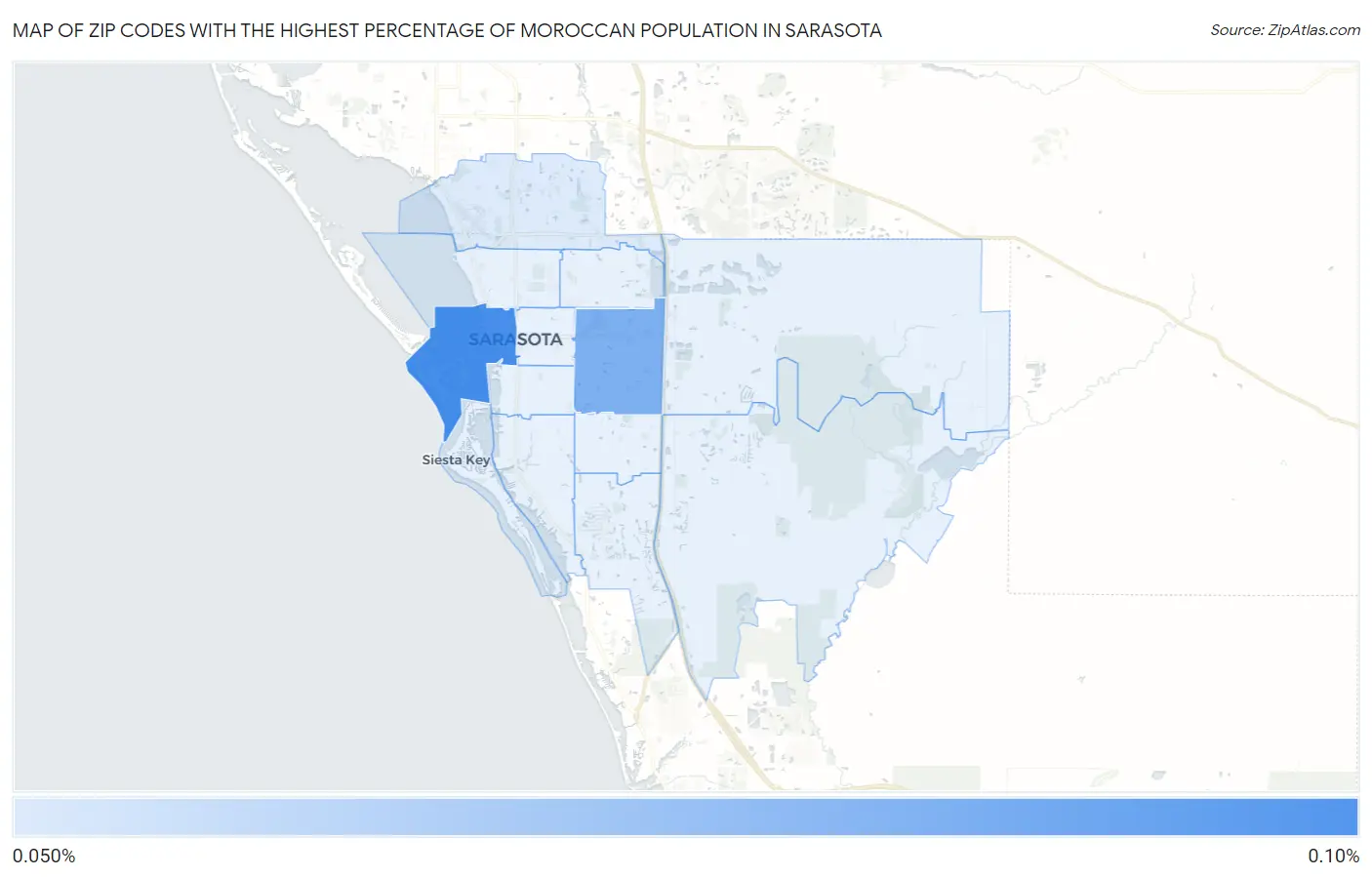 Zip Codes with the Highest Percentage of Moroccan Population in Sarasota Map