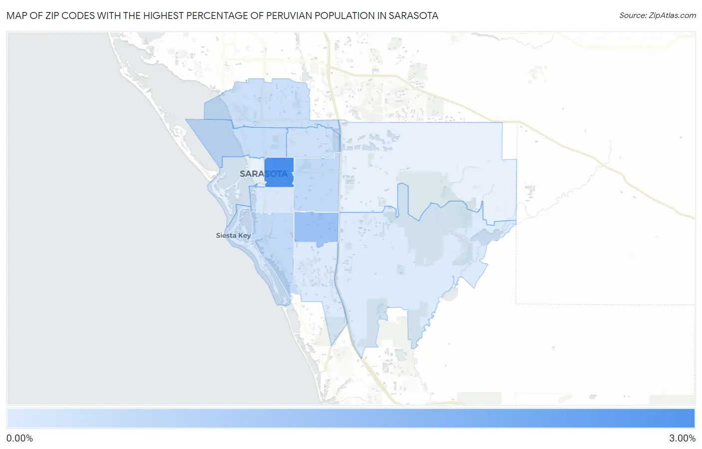 Zip Codes with the Highest Percentage of Peruvian Population in Sarasota Map