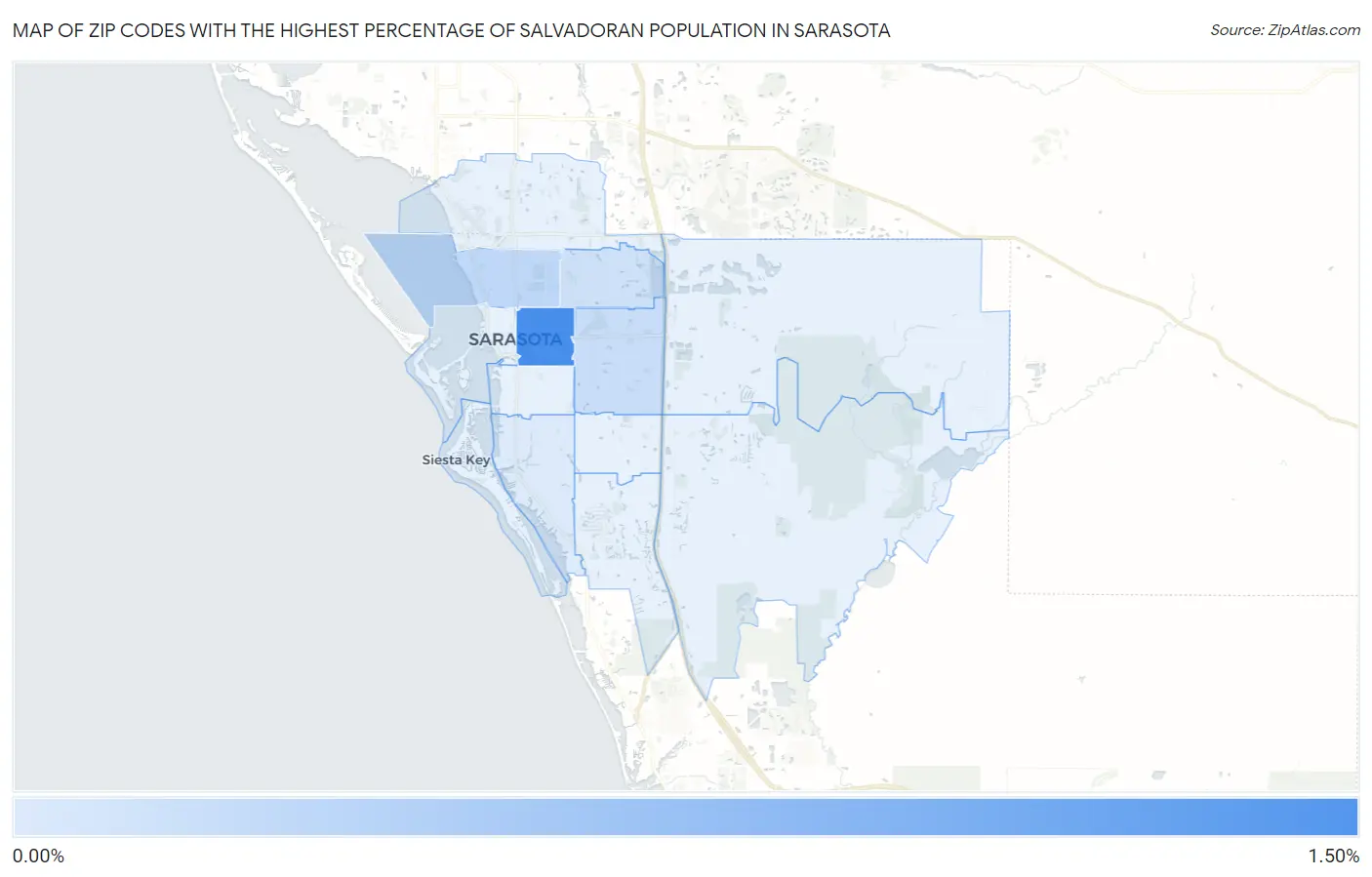 Zip Codes with the Highest Percentage of Salvadoran Population in Sarasota Map
