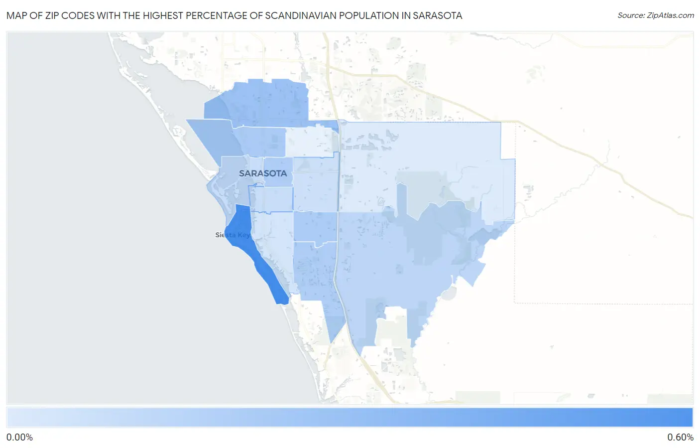 Zip Codes with the Highest Percentage of Scandinavian Population in Sarasota Map