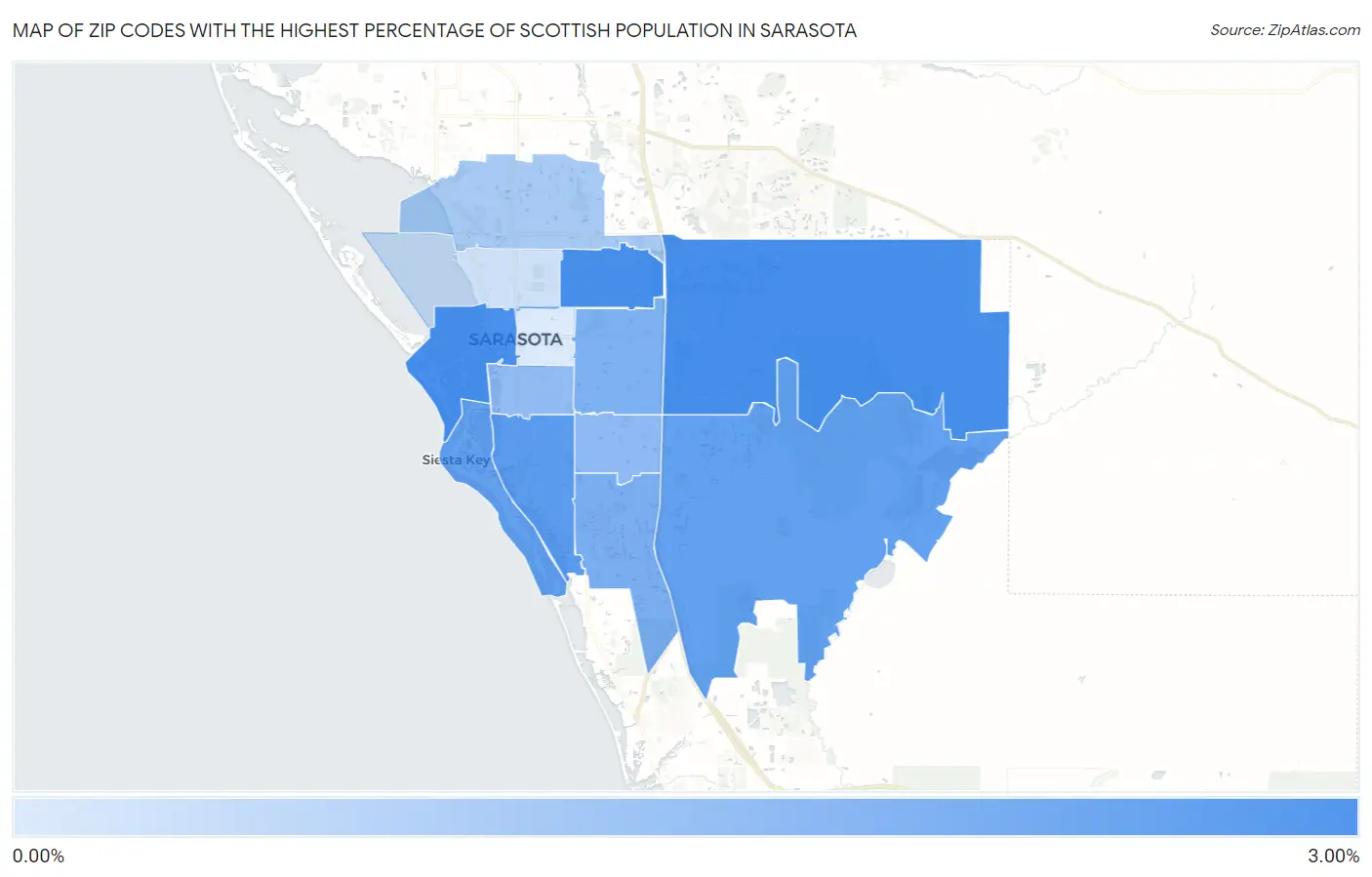 Zip Codes with the Highest Percentage of Scottish Population in Sarasota Map