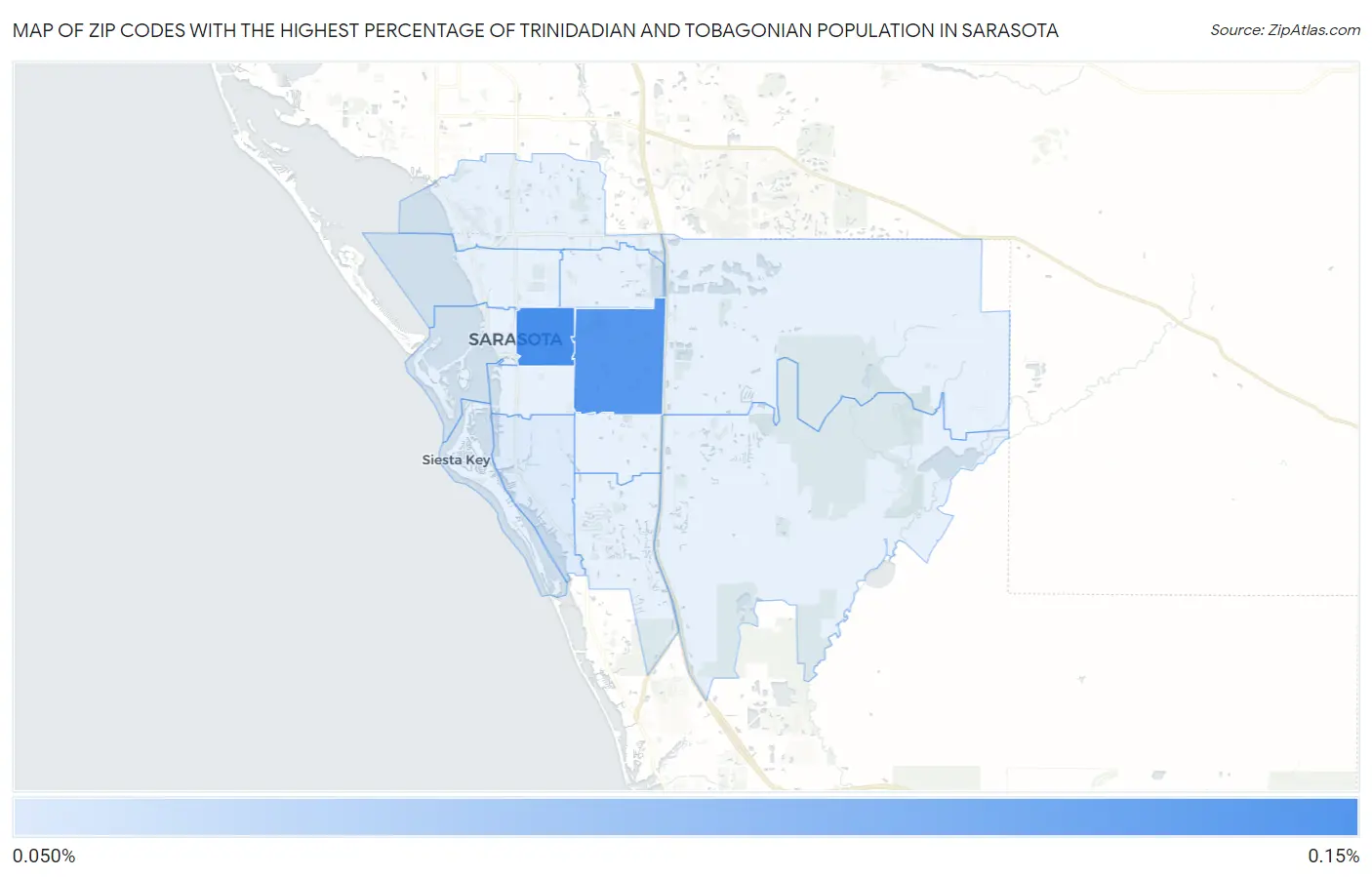 Zip Codes with the Highest Percentage of Trinidadian and Tobagonian Population in Sarasota Map