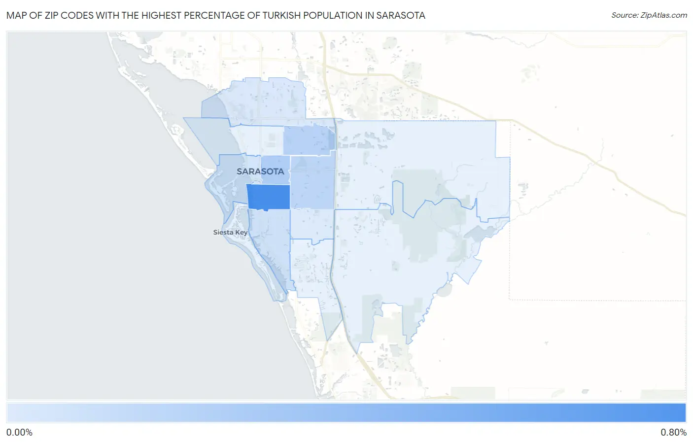 Zip Codes with the Highest Percentage of Turkish Population in Sarasota Map