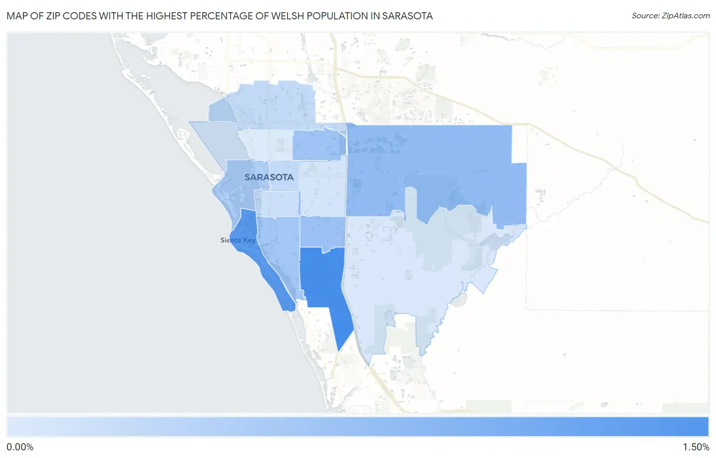 Zip Codes with the Highest Percentage of Welsh Population in Sarasota Map