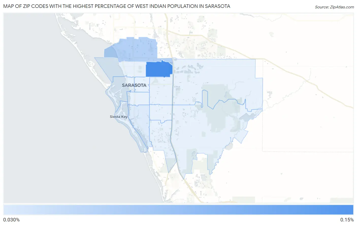 Zip Codes with the Highest Percentage of West Indian Population in Sarasota Map