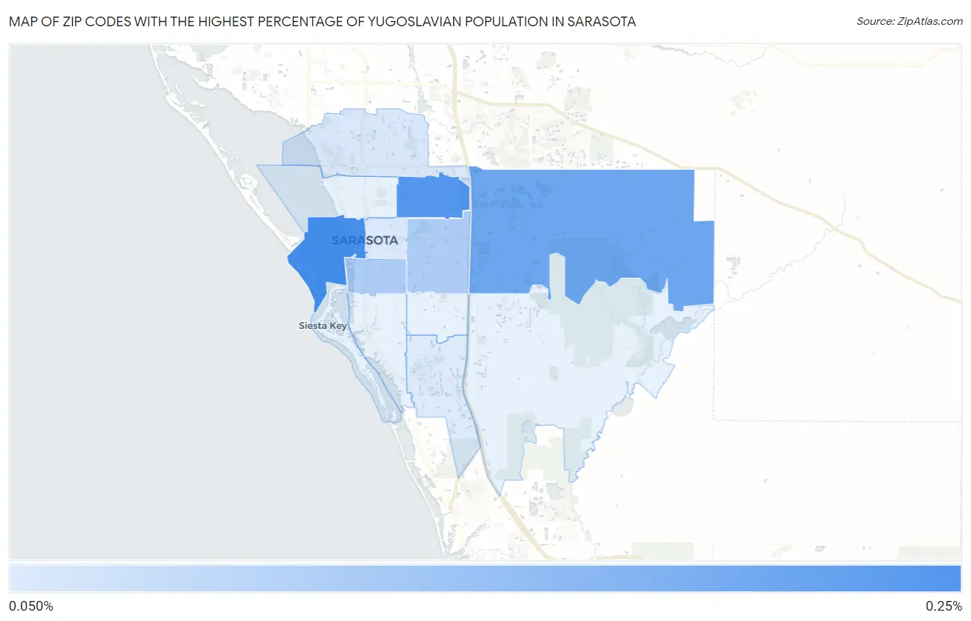 Zip Codes with the Highest Percentage of Yugoslavian Population in Sarasota Map