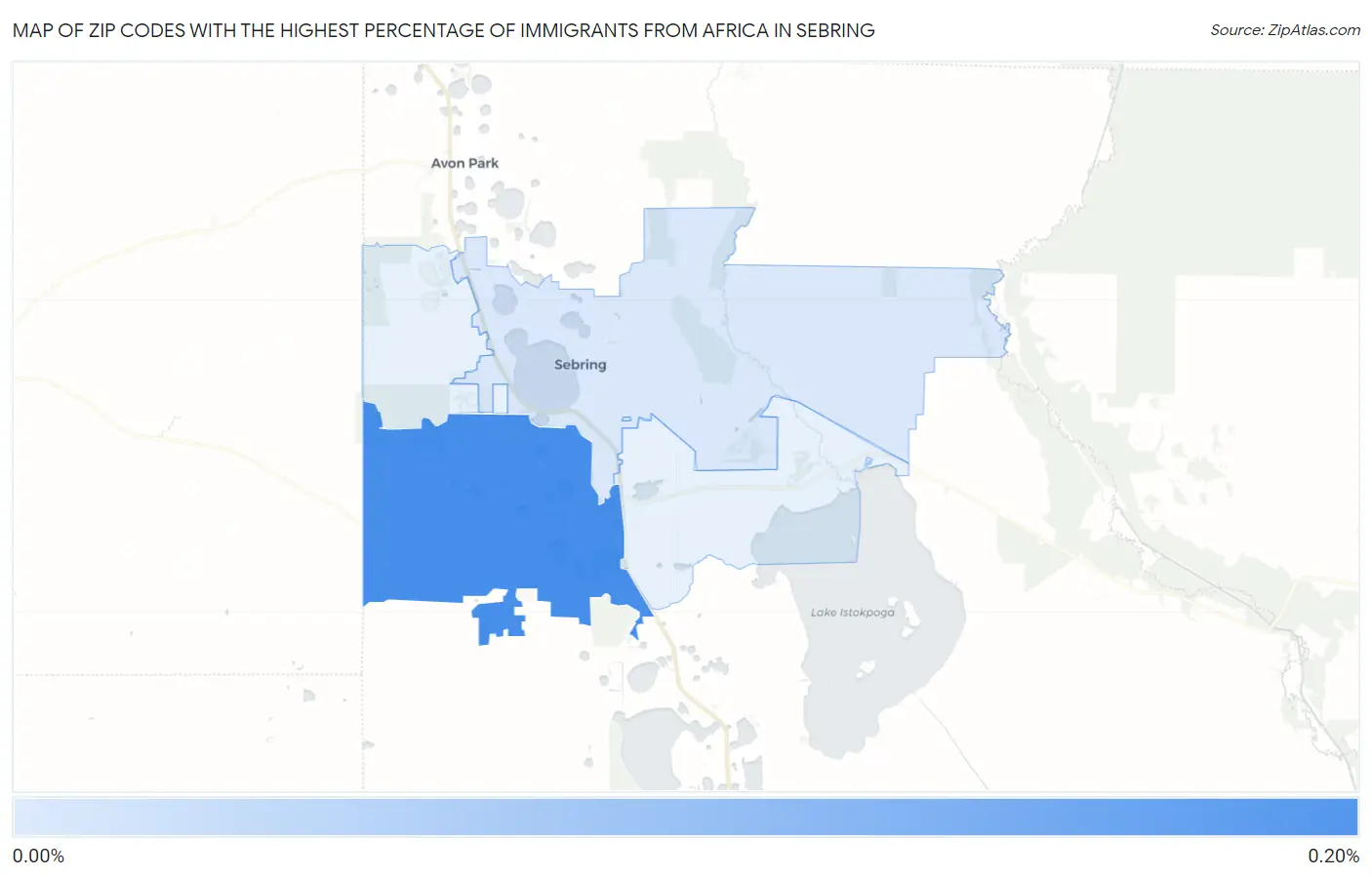 Zip Codes with the Highest Percentage of Immigrants from Africa in Sebring Map