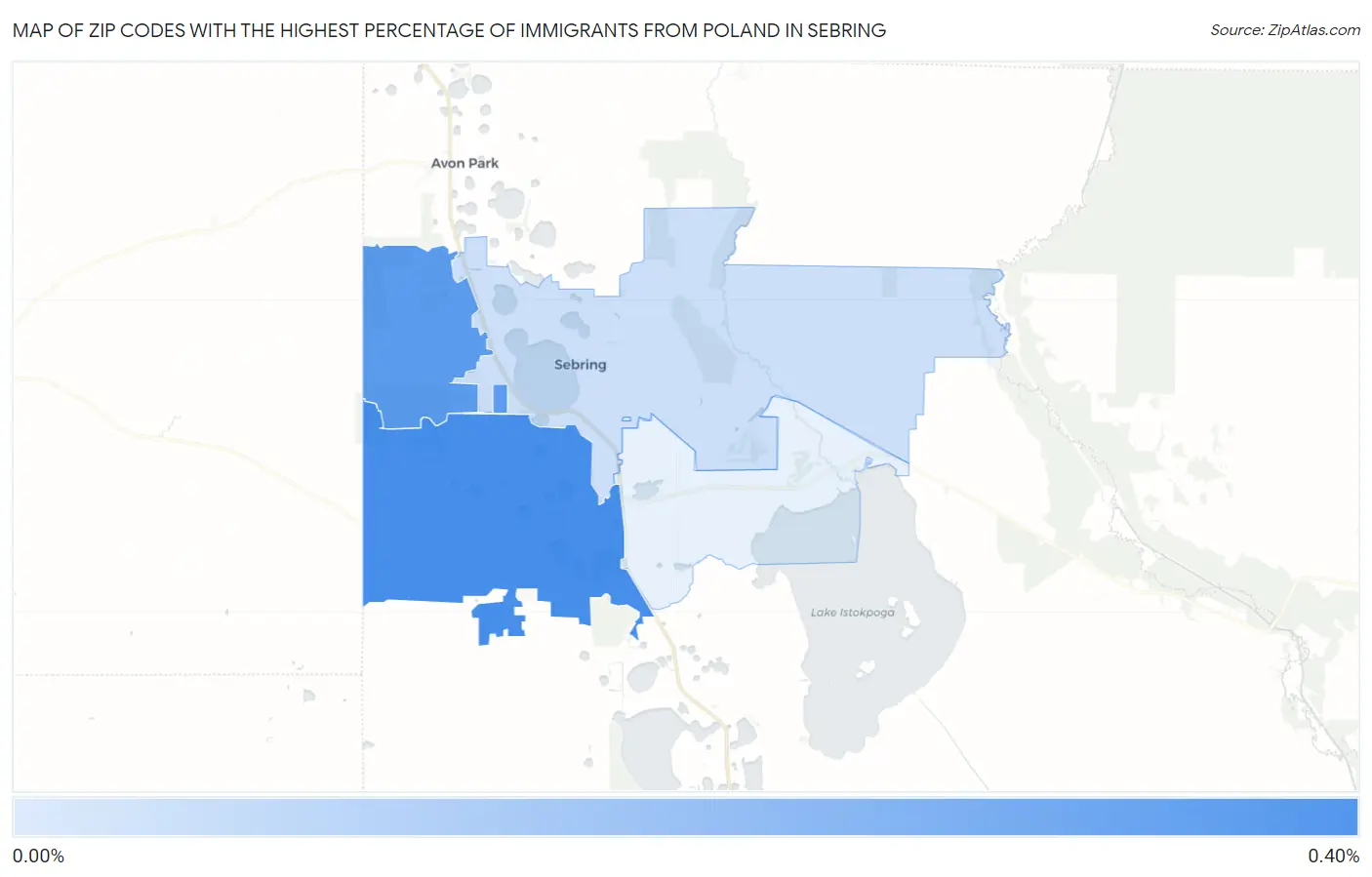 Zip Codes with the Highest Percentage of Immigrants from Poland in Sebring Map