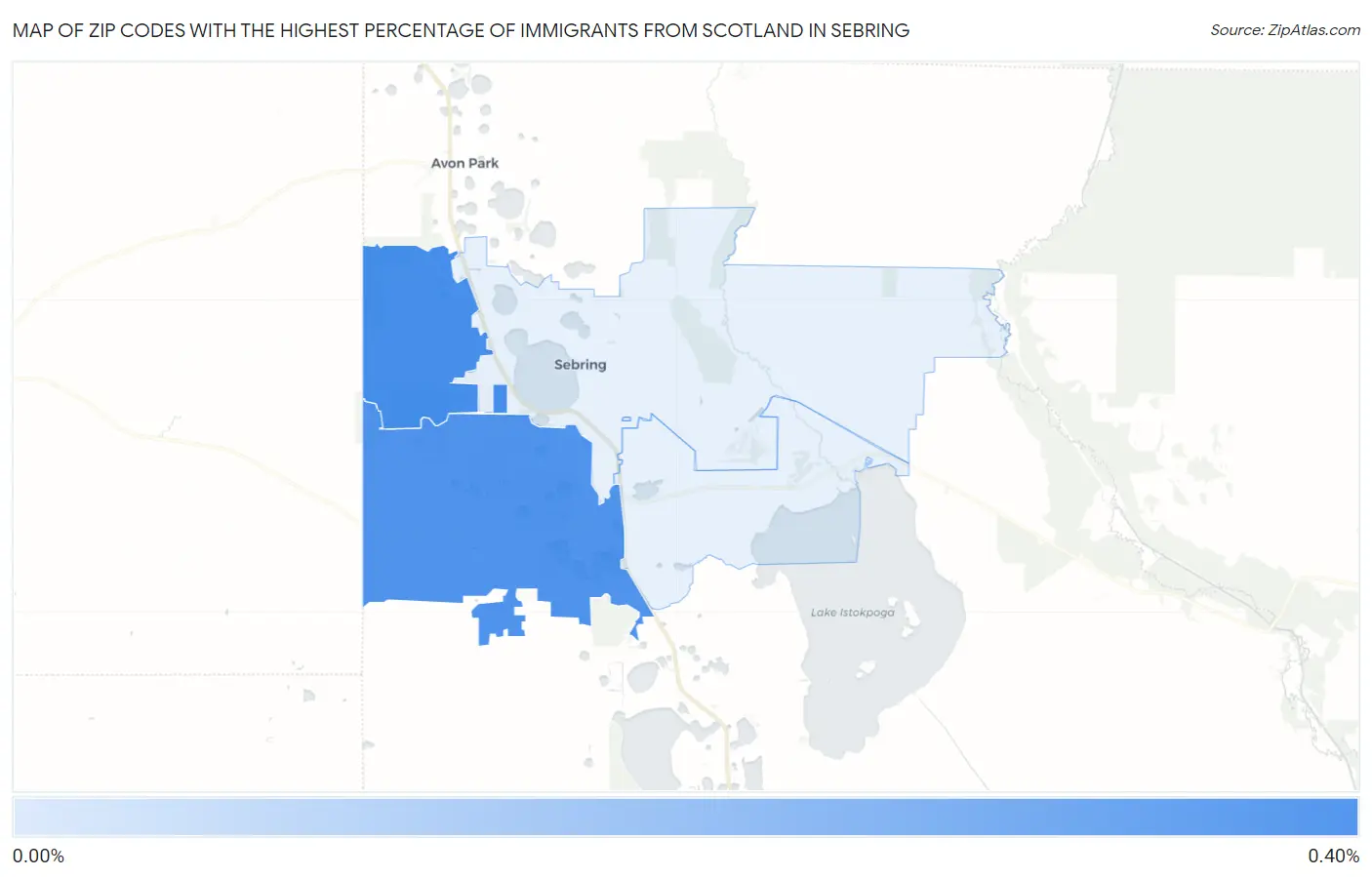 Zip Codes with the Highest Percentage of Immigrants from Scotland in Sebring Map