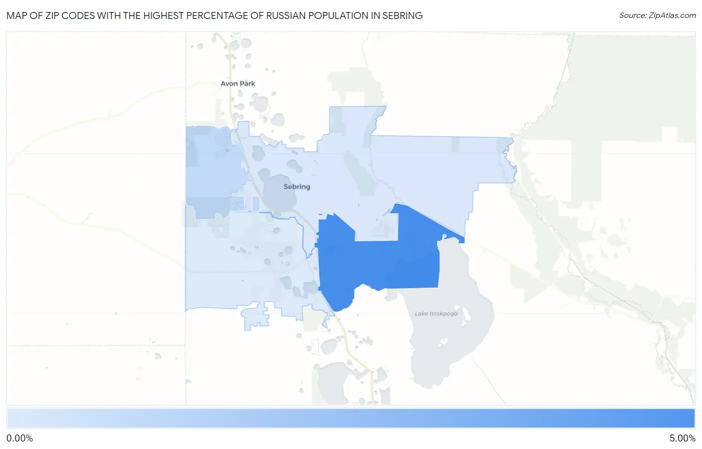 Zip Codes with the Highest Percentage of Russian Population in Sebring Map