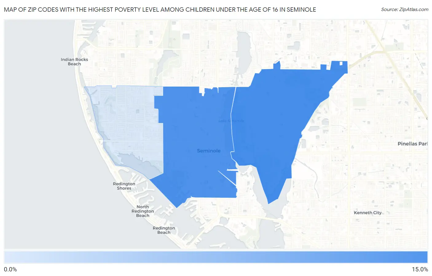 Zip Codes with the Highest Poverty Level Among Children Under the Age of 16 in Seminole Map