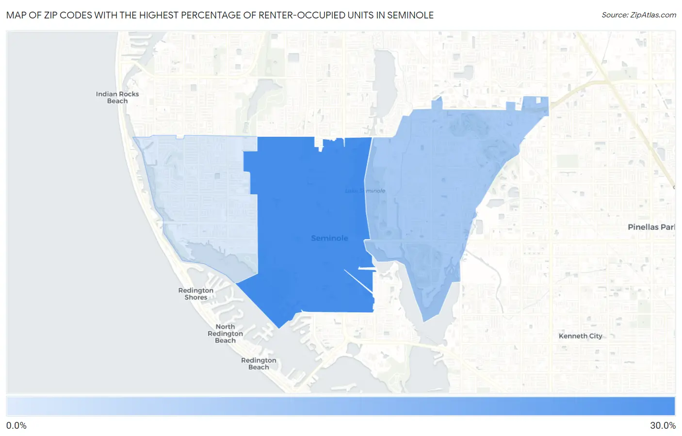 Zip Codes with the Highest Percentage of Renter-Occupied Units in Seminole Map