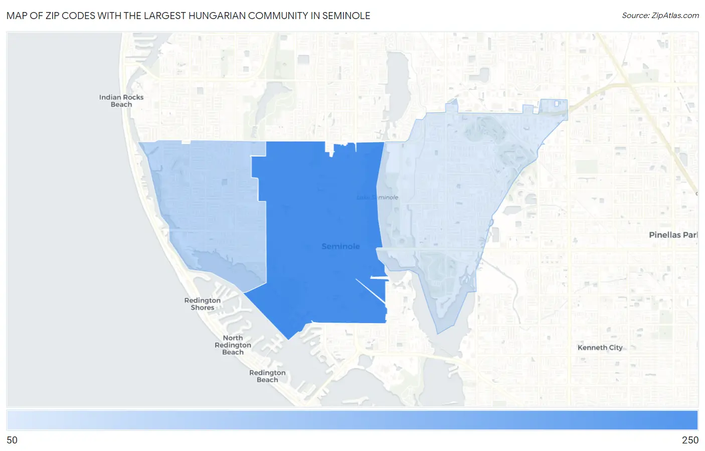 Zip Codes with the Largest Hungarian Community in Seminole Map