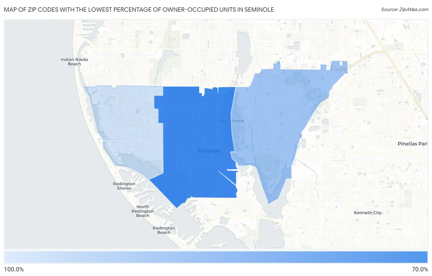 Zip Codes with the Lowest Percentage of Owner-Occupied Units in Seminole Map